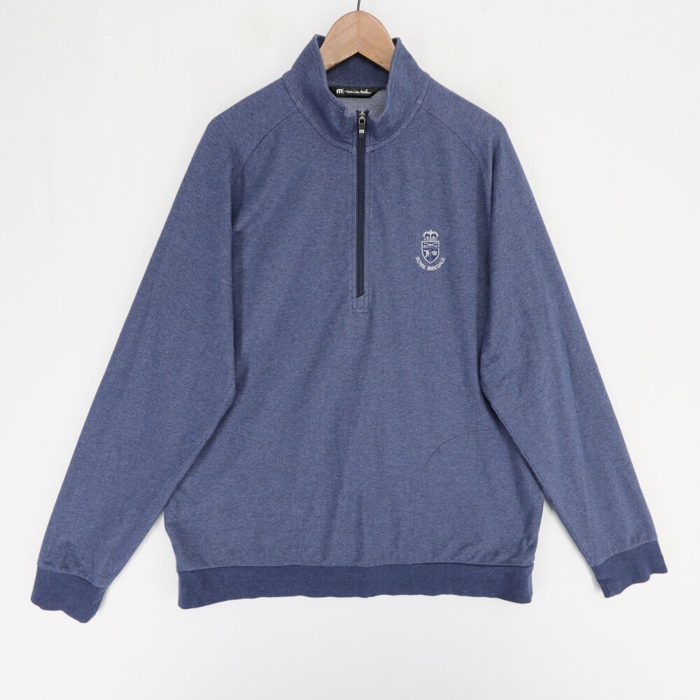Travis Mathew Pullover Sweatshirt Mens XL Blue Heather Royal Birkdale 1/4 Zip